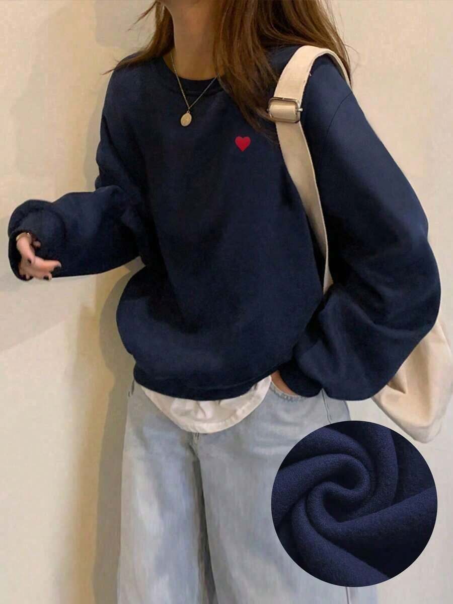 Christmas Outfit Womenhair Accessories For WomenINAWLY Women's Casual Bow Print Sweatshirt, Autumn/WinterLoose And Comfortablechristmaswoman Winter Clothes - 藏蓝色 - 查看 1