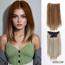 Synthetic Long Straight Hair Extensions Clip In Set Four Pieces Natural Volume Wig Heat-Resistant Wigs For Women Daily Party Use - Multicolor - View 14