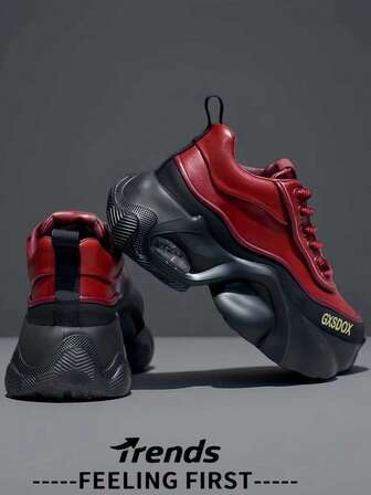 One Size Bigger (Order One Size Down) High Quality Men's High Heel Fashion Sneakers, New Spring/Summer Non-Slip Comfortable Bohemian Air Cushion Shock Absorbing Platform Casual Shoes, Niche Personalized Design Chunky Sneakers, Suitable For Brand