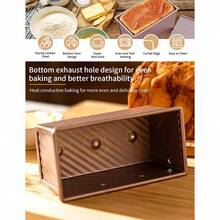 Pullman Loaf Pan With Lid NonStick Bread Pans Bakeware 1lb Dough Carbon Steel Baking Bread Toast Mold NonStick Carbon Steel Corrugated Bread Toast Mold With Cover Big Capacity Baking Tool BK