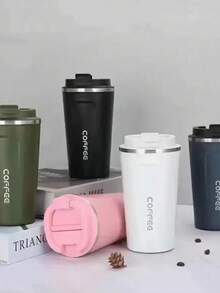 1pc380ml Travel Coffee Mug Insulated Coffee Cup, Stainless Steel Tumbler Cup, Reusable Tea Cup, Portable Water Bottle, Leakproof Lid, Keeps Drinks Hot Portable Insulated Coffee Cup, Stainless Steel Insulated Coffee Cup, Leak-Proof Insulated Coffee Cup, Large Capacity Insulated Coffee Cup, Simple Design Insulated Coffee Cup