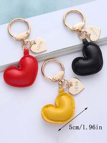 Llavero de cuero minimalista con forma de corazón personalizado, unisex, colgante de amor para parejas, accesorio para bolso - Multicolor - Ver 4