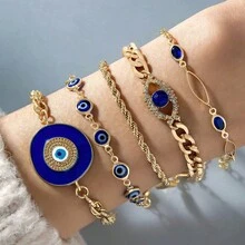 European And American Style Bracelet Bohemian Devil's Eye Bracelet Design Sense Inlaid Diamond Oil Drop Exaggerated Bracelet Set - 31090-ank-G-EP - Xem 4
