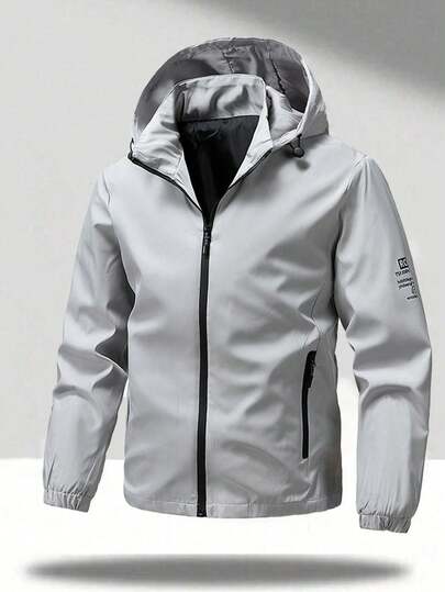 男士户外速干长袖夹克，防水防风带帽，运动外套，适合户外活动，多功能便携拉链口袋，送给男友或丈夫的理想礼物