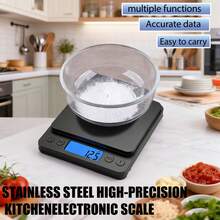 1pc Small Stainless Steel Digital Kitchen Scale, Palm Size, 3kg/0.1g Multi-Functional Pocket Cooking Scale, Mini Food Scale, Backlit LCD Display Professional Electronic Jewelry Scale, Leather Goods And PC Function, Suitable For Home Cooking Scale, Travel, Food, Kitchen Supplies, Baking Tools, Weight Loss, Stainless Steel. Battery Not Included [ Kitchen ]