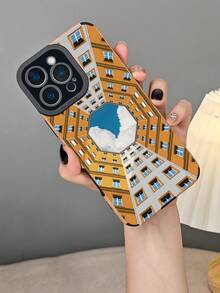 Symmetrisches Architekturdesign mit blauem Himmel-Wolken-Muster, Handyhülle mit ästhetischem Gebäude-Print für Damen, minimalistische künstlerische Schutzhülle, reiseinspirierte modische Handyhülle, kompatibel mit iphone16 pro max/16pro/16plus/16/15promax/15pro/15plus/15/14promax/14pro/14plus/14/13promax/13pro/13/12promax/12pro/12/11promax/11pro/11/X/XS/XSmax