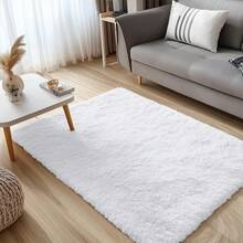 OLANLY - Alfombra de Sala de Estar, Dormitorio, Lavable a Máquina, 4 x 5.9 Pies, Suave y Esponjosa, Manta Nocturna para Niños y Niñas, Dormitorio, Guardería, Decoración del Hogar - Blanco - Ver 3