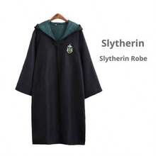 1pc Warner Bros. -Style Or House Robe: Black Long Robe With Red Collar, Embroidered Dragon Head Emblem, Realistic School Uniform Design, Combining Fashionable And Magical Campus Vibe, Suitable For Cosplay, Collection, And Themed Parties, Comfortable And Well-Fitted. - Multicolor - View 16