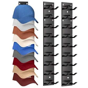 1/2/4 pièces Porte-chapeaux mural - Adhésif puissant, rangement multi-couches pour casquettes, support d'affichage en plastique portable pour portes de placard et chambres à coucher, organisateur de porte-chapeaux
