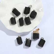 1 قطعة من قلادة العلق الأسود الطبيعي، حجر كريستال خام غير منتظم الشكل، قلادة مجوهرات DIY، قلادة عمود كريستال أوروبية وأمريكية - متعدد الألوان - مشاهدة 2