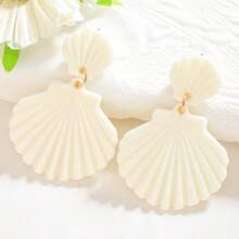 1 Pair Women's Acrylic Shell Textured Fashion Earrings, Suitable For Summer Beach Vacation Wear - Multicolor - View 4