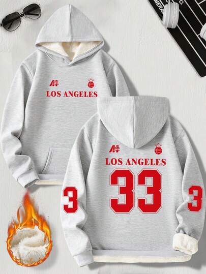 1pc Elegant Men's Warm Sweatshirt, Printed Pattern Men's Casual Hoodie, Soft & Warm Thermal Lined Thick Hooded Sweatshirt, Suitable For Cold Winter Outdoor Travel, Versatile For Casual & Home Wear, Great Gift For Men