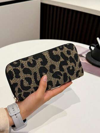 Ny vintage plånbok för kvinnor med dragkedja, leopardmönster, moderiktig plånbok med flera korthållare, telefonplånbok med dragkedja, myntväska, stöldskyddande bankkortshållare, ID-kortsfodral, visitkortshållare, kuvertväska för kvinnor, miniplånbok, plånbok