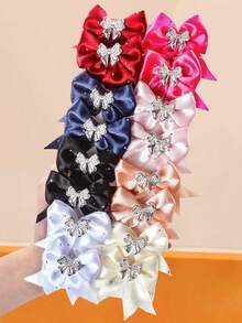 16/8/4pcs/Set Ensemble de pinces à cheveux avec nœud en strass, épingles à cheveux en texture satinée multicolore, combinaison d'accessoires de tête douce et exquise, fabriquée en matériau satin, surface lisse et brillante, toucher délicat et doux, montrant une qualité haut de gamme, améliorant le raffinement de l'apparence globale - Convient aux femmes et aux filles, que ce soit un style vif et ludique, un style de dame élégante ou un style simple quotidien, vous pouvez trouver la couleur correspondante pour répondre aux différents besoins de tenue - Multicolore - Voir 4