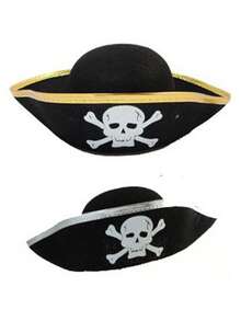 1pc Triangular Pirate Ship Captain Children Skull Hat, Holiday Performance Pirate Hat - Black - View 12