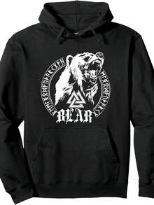 Er Bear Warrior Odin Runes Symbol Viking Pullover Hoodie - Style 10 - View 1