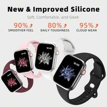 Sport Watch Band Silicone Compatible With Watch Band Women 38mm 40mm 41mm 42mm 44mm 45mm 49mm 46mm, Bands Women Men, Silicone Watch Strap Series 10 9 Ultra 8 6 5 4 3 2 1 SE - Black/White/Wine Red/Desert Blush - View 8