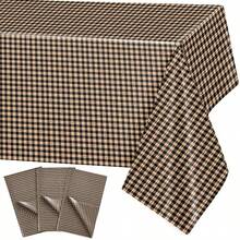 1/3pcs Black & Tan Checkered Plastic Tablecloth 54x71 Inches Rectangular Disposable Party Tablecloth, Suitable For Birthday, Graduation, Restaurant, Wedding Decoration - Multicolor - View 10