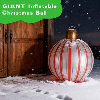 1PC Large Christmas Inflatable Balloon, 23.6 Inches (Approximately 60 Centimeters) Outdoor PVC Inflatable Balloon, Large Decorative Christmas Tree Decoration, Holiday Decoration, Courtyard Garden Home Decor