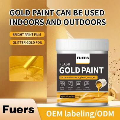 180g/300g Pintura de hoja de oro y pintura de hoja de plata de varios tamaños, a base de agua, adecuada para superficies interiores/exteriores, metal, madera, yeso, contiene polvo de oro/plata, efecto realista, impermeable, resistente a la humedad, resistente a los rayos UV