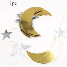 1pc/3pcs Eid Mubarak Star & Crescent Hanging Decor, 2m Mirror Star & Moon Decoration For Eid Al-Adha - Multicolor - View 12
