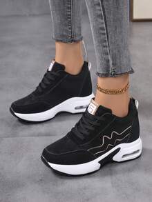 Nuevos zapatos de plataforma de cuero ligeros con cojín de aire versátiles para primavera/otoño de talla grande, zapatos casuales de cuña negros y dorados con suela gruesa para mujer, zapatillas gruesas para mujer, zapatos con elevador para mujer, zapatos de suela gruesa negros para mujer, zapatos de suela gruesa elegantes para mujer, zapatos con elevador para hombre, zapatos de suela gruesa para hombre, zapatillas de tacón grueso para mujer, zapatos con elevador para mujer, zapatos con tacón invisible para mujer, zapatillas de cuña de suela gruesa para mujer, zapatos con elevador de 8CM/3.15 pulgadas para mujer - oro negro - Ver 3