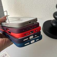 Transparent High-End Wine Red Framed Soft Silicone Magnetic Charging Protective Case, Shock-Proof, Ultra-Thin, Compatible With IPhone - Wine Red - View 8