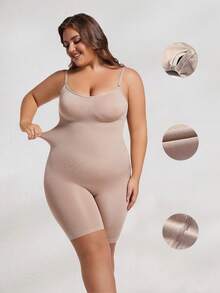 1 bộ đồ định hình cỡ lớn cho nữ, nâng ngực, kiểm soát bụng sau sinh, đai nịt eo thon gọn, nâng mông - Màu be - Xem 5