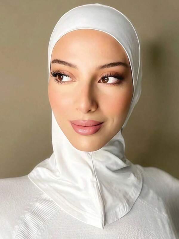 1 pieza Pasamontañas de unicolor para mujer, braga de cuello versátil, diadema elástica, sudadera transpirable y cómoda, adecuada para la vida diaria, deportes, yoga, fitness y uso de moda