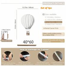 1幅帆布墙画，带框墙饰，儿童房墙画，复古旅行主题儿童房挂画，卡通汽车、热气球、摩托车装饰画，男孩房装饰画，蓝色艺术画，适用于儿童房装饰、婴儿房装饰、幼儿园装饰、男孩房/女孩房装饰、游戏室装饰 - 彩色 - 查看 17