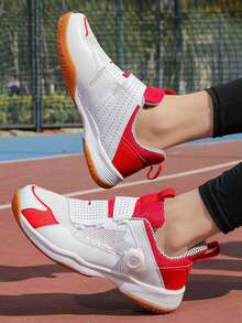 男士羽毛球训练鞋、专业网球鞋、透气耐穿、防滑橡胶外底、排球鞋、乒乓球鞋、壁球鞋 - 白紅 - 查看 16