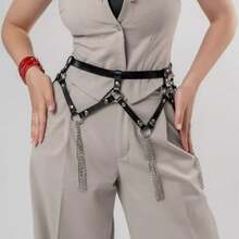 Adjustable Chain Waist Belt, Dark Punk INS Style, Multiple Sizes Available, Fashionable Waist Chain Accessory Suitable For Holidays, Performances, Parties And Daily Wear - Black - View 2