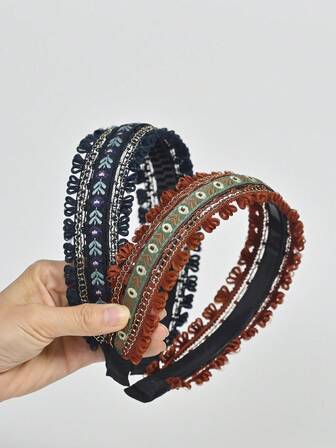 1pc Bohemian Vintage Tassel Flower Headband Hair Clip Hair Accessory ,Hair Hoop Hairband For Women