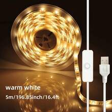 USB-Powered Warm White LED Strip Lights, Flexible & Uniform Illumination For DIY Cabinets, Bedrooms, Kitchens, And Modern Home Decor, Kitchen Lighting | Flexible Light Strip | Warm White Glow, Lights For Living Room For Halloween Decor, Bedroom - 暖白色 - 查看 7