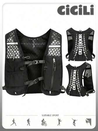 1 Pc Fashionable Portable Cycling Hydrating Backpack With Multi Compartments.Unisex Practical Gym Bag.Fitness Training Bag. Multifunction Running Bag.Bicycle Bag With Multi Pockets.Color Contrast Vest Backpack.Fixable Water Bag.Perfect For Outdoors,Outings.Note: The Position Is Random Sport Bag For Sports For Fitness For Exercise Large Capacity Travel Bag For Vacation For Women For Men Travel Essential Durable Bike Bag Bicycle Accessories Bike Frame Riding Bag For Cycling