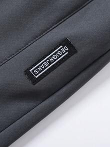 1 Pair Of Men's Solid Color Drawstring Waist Pocket Fleece-Lined Warm Sporty Casual Long Pants, Suitable For Daily Wear In Autumn And Winter. - Màu xám đen - Xem 7