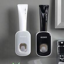 灰/黑色自动牙膏分配器，带牙膏盖，浴室牙膏分配器，家用牙刷架配件。牙刷架。浴室配件。 - 盒裝高階牙膏分配器 - 查看 9