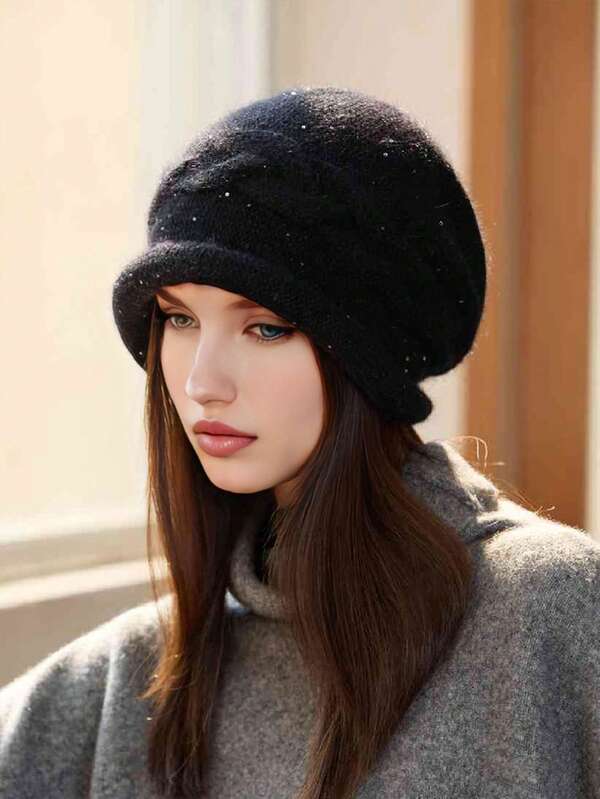 1 pieza Gorro de mujer estilo japonés para otoño/invierno, circunferencia de cabeza grande, forro térmico, unicolor, versátil, cálido, protección de oídos, adecuado para caminar al aire libre, esquiar, ciclismo, compras, uso diario