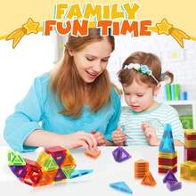 Mini Size Magnetic Building Blocks - STEM Toys Construction Set With DIY Magnetic Tiles, Learning Educational Magnet Toys, Random Colors For Birthday Gift - Multicolor - View 4