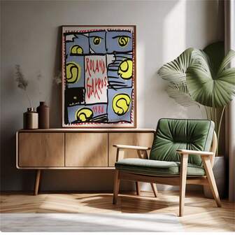 1 st Roland Garros 1988-tryck, tennisaffisch, Roland Garros-affisch, sportväggkonst, tennistryck, mitten av århundradet modernt, digitaltryckta posters kanvasmålning väggkonst rum heminredning orammat