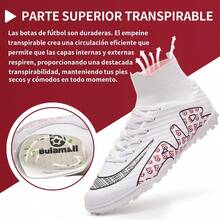 Zapatos de Fútbol para Hombre Profesionales Zapatillas de Deporte Adulta Tacos de Fútbol para Entrenar al Aire Libre Atletismo Interiores Exteriores - Rojo - Ver 1