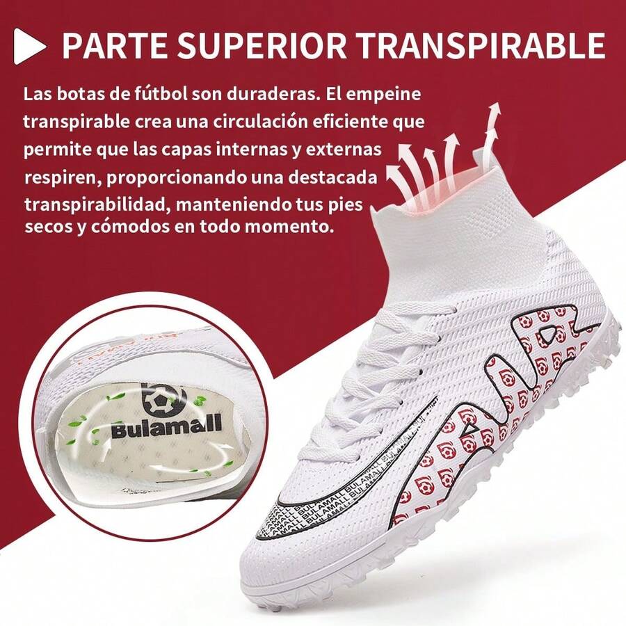 Zapatos de Fútbol para Hombre Profesionales Zapatillas de Deporte Adulta Tacos de Fútbol para Entrenar al Aire Libre Atletismo Interiores Exteriores - Rojo - Ver 1