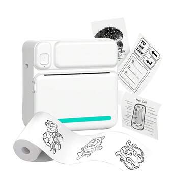 [คอมพิวเตอร์พกพาขนาดเล็ก] เครื่องพิมพ์ความร้อนขนาดเล็ก - การเชื่อมต่อขาวดำแบบไม่ต้องใช้หมึก ดาวน์โหลดแอปโทรศัพท์มือถือ สนุกกับการพิมพ์ คอมพิวเตอร์พกพาขนาดเล็ก - พิมพ์รูปภาพ วัสดุฉลาก สติกเกอร์ บัญชีมือ เอกสาร