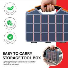 Hardware Organizer Box With Dividers - 18 Compartments Small Parts Organizer With Accessible Hinged Lid - Plastic Screw Organizer Store Nuts, Bolts, Screws, Nails, & Small Hardware