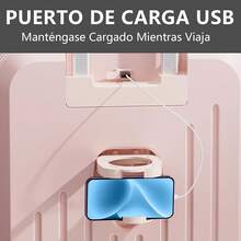 Maleta 20 Pulgadas, Maleta de Viaje 10 kg, Ruedas Giratorias 360 ° , Resistente ABS, con Neceser, Portavasos, USB Puerto de Carga, Candado de Combinación(Negro) - rosa - Ver 2