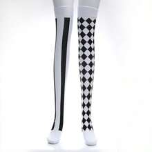 1 Set Punk Costume, Includes Clown Headband, Spiked Choker, Leggings, Black Tutu Skirt, White Gloves, Gothic Punk Cosplay Outfit Suitable For Halloween Party, Carnival, Theme Events, Unique Fun Costume Set With Asymmetric Leggings And Multiple Skirt Options