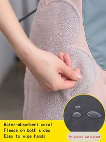 3pcs Set - 1 Pair Waterproof Cleaning Gloves + 1 Floral Bunny Pattern Waterproof & Oil-Proof Kitchen Hand Towel + 1 Neck/Waist Apron (With Or Without Strap, Random) - Multicolor - View 3