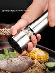 1pc Multi-Functional Small Granule Spice Grinder, 304 Stainless Steel Black Pepper Mill, Suitable For Home Kitchen Spices, Pepper Powder, Convenient For Restaurant Use, Easy To Operate, Ideal For Picnic & BBQ Seasoning