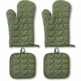 4只装耐热手套，纯色微波炉烘焙手套，厨房烘焙防烫隔热垫