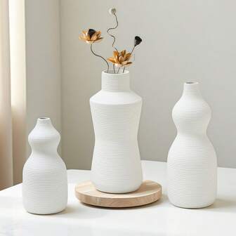 Nordic Modern Minimalist Creative White Ceramic Flower Vase Home Room Living Room Desktop Decoration Table Office Desk Decoration Floral Ware Wedding Decoration